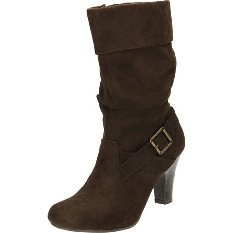 jwf high heel brown faux suede mid calf boots clearance 8 41 only ladies footwear from jenny