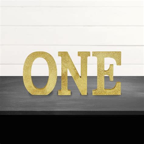 Glitter Gold One Mdf Sign Set 9in Letters Party City