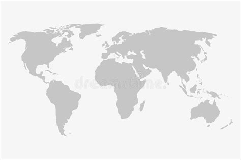 World Map In Grey On A White Background Stock Illustration