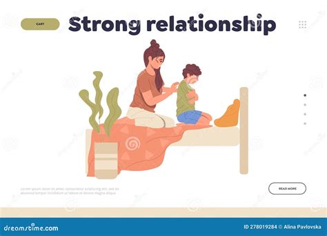 Strong Relationship Landing Page Design Template With Cartoon Worried