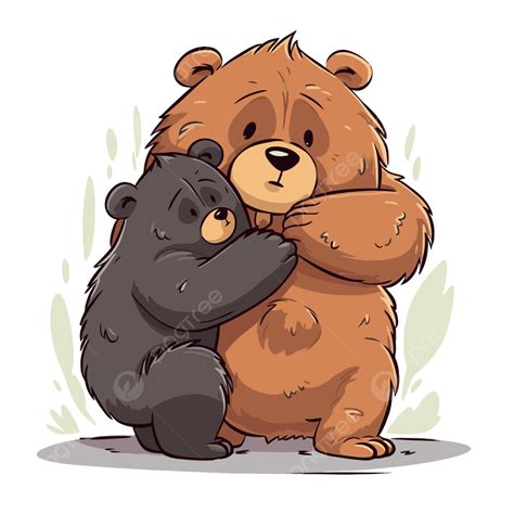 bear hug sticker clipart 2 bears hugging cute vector illustration cartoon sticker clipart png