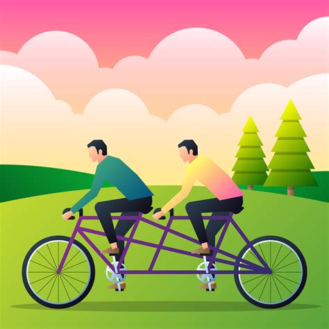 two casual man riding tandem bicycle flat vector illustration 242409 vector art at vecteezy