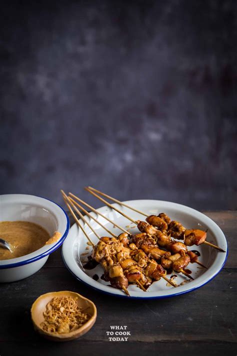 Popular throughout southeast asia and indonesia, satay is strips of skewered, grilled meat eaten with a fragrant dipping sauce. Sate Ayam Bumbu Kacang (Chicken Satay with Peanut Sauce) | Sate ayam, Peanut sauce, Satay