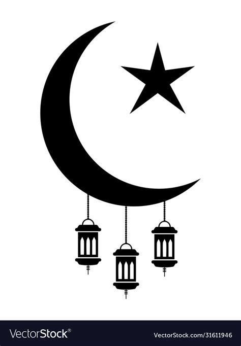 Ramadan Eid Al Fitr Crescent And Star Royalty Free Vector