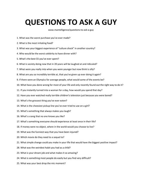 110 Good Questions To Ask A Guy Start A Conversation With Your Bros Fun Questions To Ask