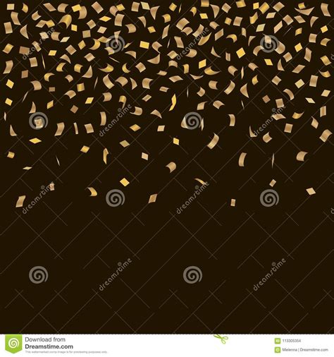 Large Golden Festive Confetti On A Black Background Vector Stock