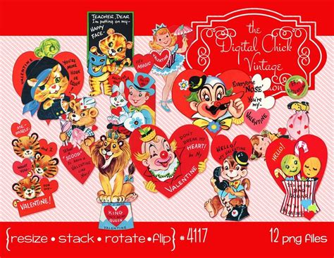 Digital Clipart Instant Download Vintage Valentine Clip Art Etsy