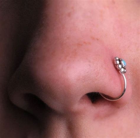Ornamented Silver Nose Ring Nose Ring Silver Nose Ring Sterling Silver Nose Rings