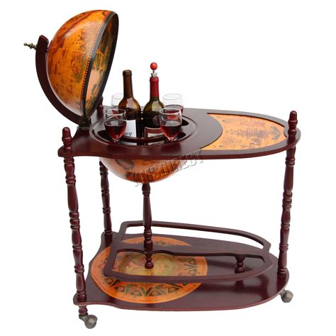 The ringed neck, pillar cut diamond pattern decanter and matching glasses are an old 18th century waterford glass pattern. WestWood Globe Shaped Mini Bar Trolley With Table Drinks ...