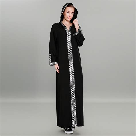Fashion Women Muslim Dress Plus Size 7xl Black Patchwork Hooded Abaya