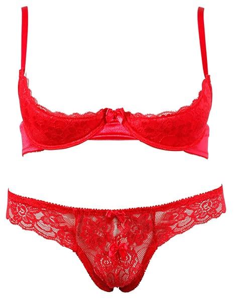 Red Lace Open Bra Set Amazon Co Uk Health Personal Care