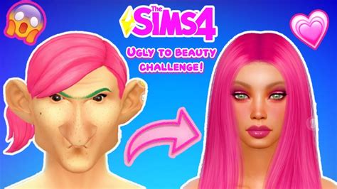 The Sims 4 Ugly To Beauty Challenge Cas Hot Pink Hair 2 💗 Youtube
