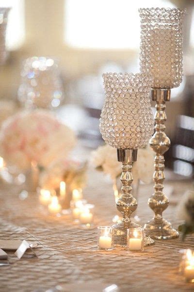 Crystal And Silver Candle Holders Wedding Centerpieces