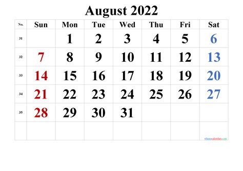 Free August 2022 Calendar Calendar Printables Free Blank