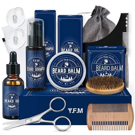 Yfm Bartpomade 9 Tlg Bartpflege Set Pflegewerkzeuge Geschenk Für Männer Mit Bartshampoo