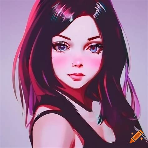 Cute Baby Faced Anime Girl In The Style Of Ilya Kuvshinov With Long