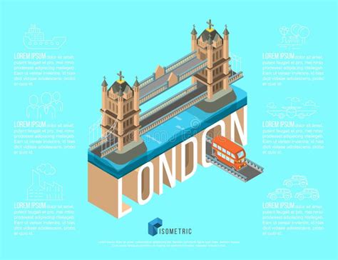 Isometric Famous Place In London Tower Bridge Vector Illustration