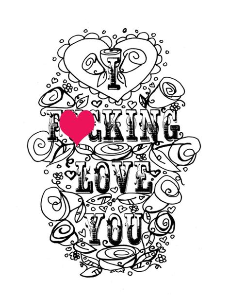Adult Coloring Page Valentines Day Curse Swear Sheet