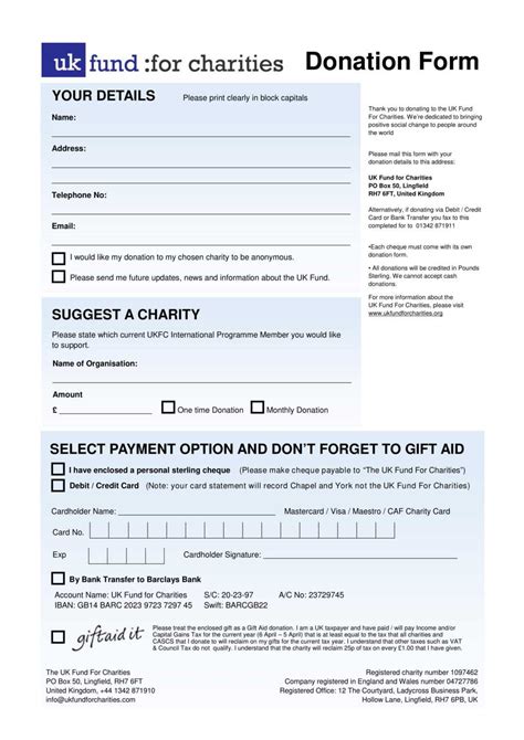 Charity Donation Card Template