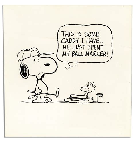 Charles Schulz Peanuts Original Artwok Starring Snoopy As A Golfer