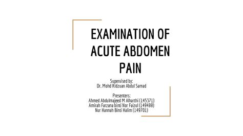 Solution Examination Of Acute Abdomen Pain Studypool
