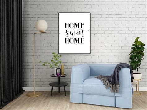 Home Sweet Home Living Room Wall Decor Black And White Etsy