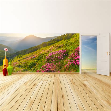 Freie kommerzielle nutzung keine namensnennung top qualität. Pinke Blume Wandbild Berglandschaft Foto-Tapete Wohnzimmer ...