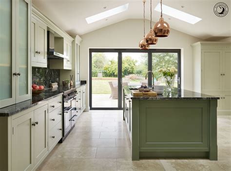 Well, i've looked at many images, and i do know that the english are bonkers over farrow and ball down pipe. soft green kitchen | 'Mizzle' on the main cabinetry and 'Green Smoke' on the island (bot ...