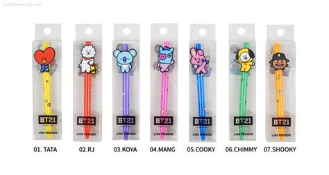 Bt21 Figure Gel Pen Colorful Pens Stationery Writing Etsy