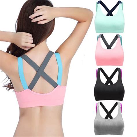 Aliexpress Com Buy Reallion Colors Padded Removable Sports Bra Strap Crossed Yoga Bra For