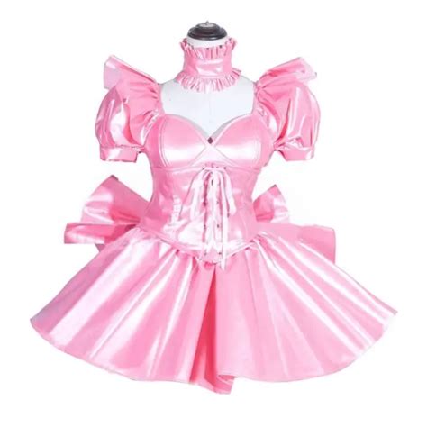 pink sissy maid girl lockable pvc dress cos cosplay costume tailor made 66 41 picclick
