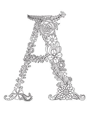 Numbers, alphabet, letters coloring pages. Floral Letter | Letter a coloring pages, Coloring pages ...