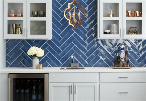 Twist Up Your Idea Of A Blue Subway Backsplash And Create A Unique Look
