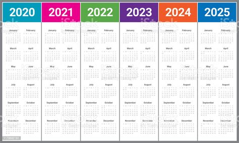 年 2020 2021 2022 2023 2024 2025 カレンダーベクトル設計テンプレート 2020年のベクターアート素材や画像を