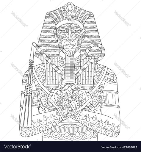 Ancient Egyptian Pharaoh Adult Coloring Page Vector Image
