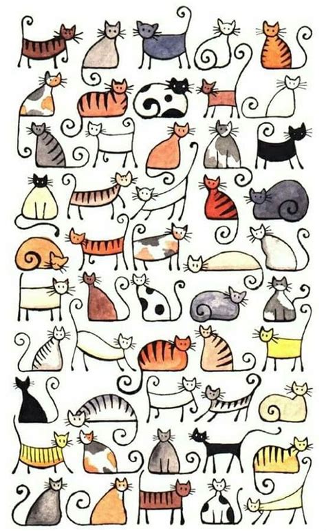 Katten Doodles Cat Art Print Doodle Drawings Cat Art