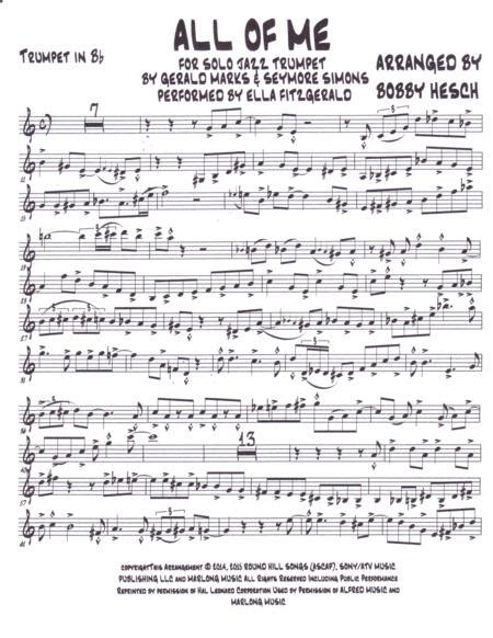 On which instrument would you like to play all of me? All Of Me For Solo Jazz Trumpet By - Digital Sheet Music For Trumpet (Download & Print H0.760881 ...