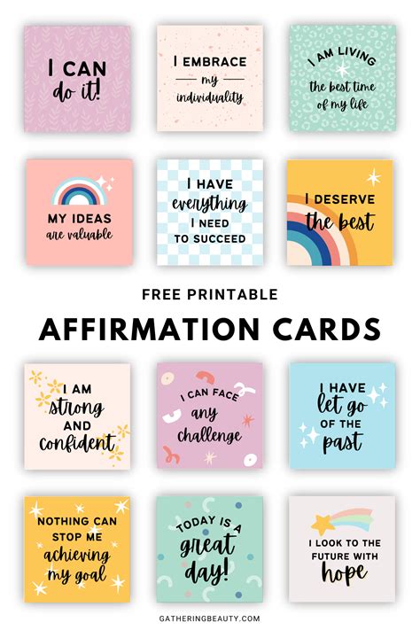 Affirmation Cards Free Printable — Gathering Beauty Affirmation