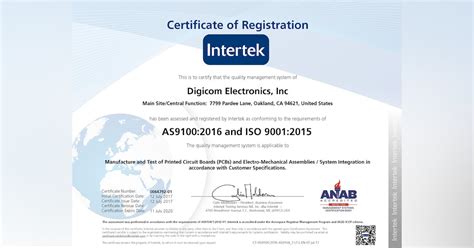 Digicom Receives As91002016 And Iso 90012015 Certifications