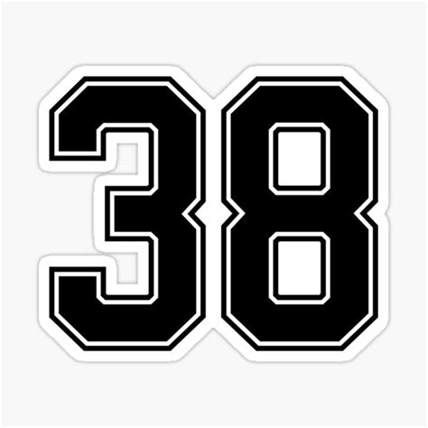 Black Number 38 Lucky Sports Jersey Thirty Eight Sticker By