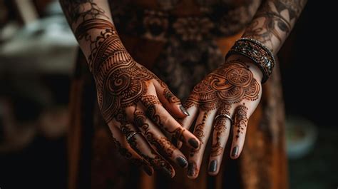 Premium Photo A Woman With Henna On Her Hands