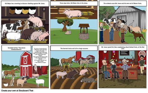 Animal Farm Chapters 1 5 Comic Strip Storyboard
