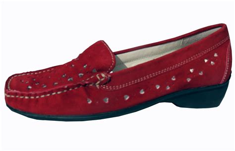Ladies Red Leather Suede Loafer On Sale £30
