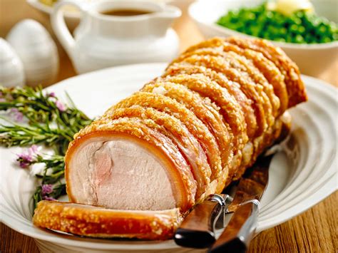 You can substitue boneless pork loin roasts. Roasted pork loin with crackling roast vegetables, gravy and apple sauce | Australian Pork