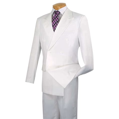 Lucci Mens White Double Breasted Classic Fit Poplin Polyester Suit New
