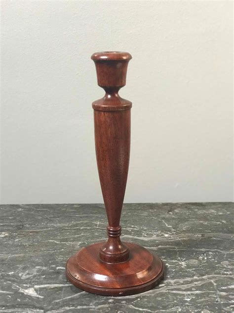 Pair Of Turned Candlesticks In Mahogany For Sale At 1stdibs