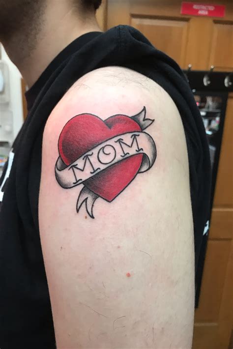 Traditional Mom Heart Tattoo