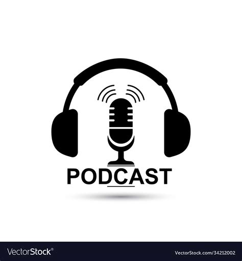 Podcast Concept Icon Headphones And Micro Vector Image