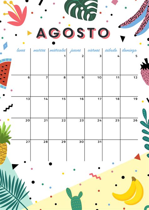 Calendário Mes De Agosto