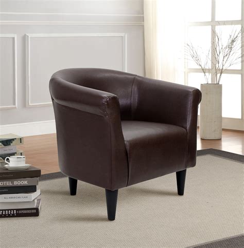 Buy Mainstays Faux Leather Bucket Accent Chair Brown Online In India